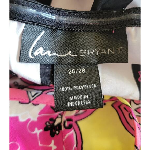 Lane Bryant Women 26/28 Pink Floral Satin Shell Top Adjustable Straps Ruffle🌸 - Picture 10 of 11